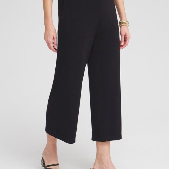 Chico's Travelers Wide Leg Pocket Cropped Black Pants Women's Size 3 (XL) - Picture 2 of 5